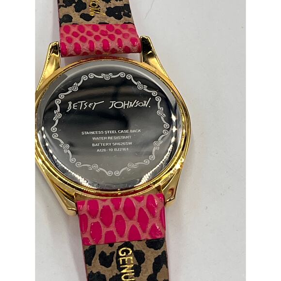 Betsey Johnson Pink Band Gold Tone‎ Rhinestone Watch BJ2161 40mm - Picture 9 of 12